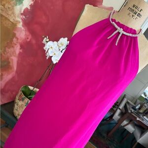 TRINA TURK hot pink shift dress w/ rhinestones sexy evening cocktail dinner date